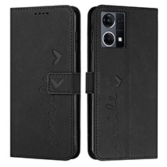 Leather Case Stands Flip Cover Holder Y03X for Oppo F21 Pro 4G Black