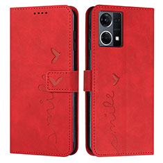 Leather Case Stands Flip Cover Holder Y03X for Oppo F21 Pro 4G Red