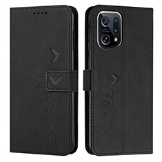 Leather Case Stands Flip Cover Holder Y03X for Oppo Find X5 5G Black