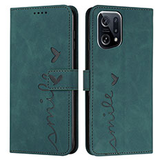 Leather Case Stands Flip Cover Holder Y03X for Oppo Find X5 5G Green