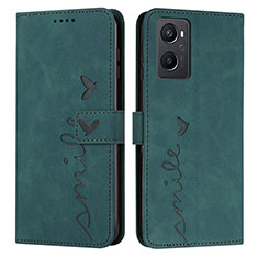 Leather Case Stands Flip Cover Holder Y03X for Oppo K10 4G Green