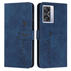 Leather Case Stands Flip Cover Holder Y03X for Oppo K10 5G India Blue