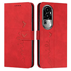 Leather Case Stands Flip Cover Holder Y03X for Oppo Reno10 Pro+ Plus 5G Red