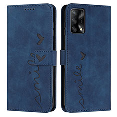 Leather Case Stands Flip Cover Holder Y03X for Oppo Reno6 Lite Blue