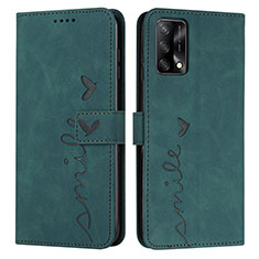 Leather Case Stands Flip Cover Holder Y03X for Oppo Reno6 Lite Green