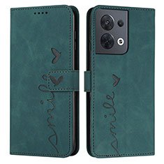 Leather Case Stands Flip Cover Holder Y03X for Oppo Reno8 5G Green