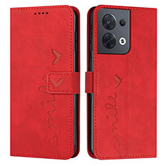 Leather Case Stands Flip Cover Holder Y03X for Oppo Reno8 5G Red