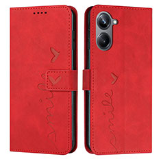 Leather Case Stands Flip Cover Holder Y03X for Realme 10 Pro 5G Red