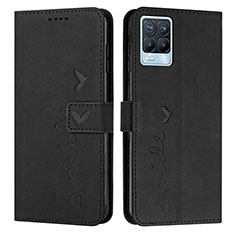 Leather Case Stands Flip Cover Holder Y03X for Realme 8 4G Black