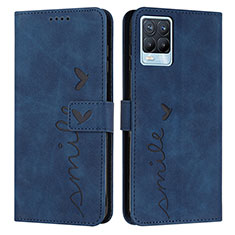 Leather Case Stands Flip Cover Holder Y03X for Realme 8 4G Blue