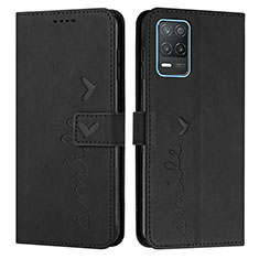 Leather Case Stands Flip Cover Holder Y03X for Realme 8 5G Black