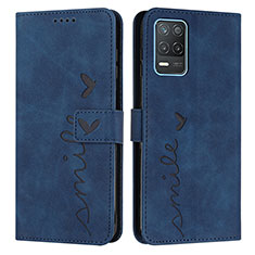 Leather Case Stands Flip Cover Holder Y03X for Realme 8 5G Blue