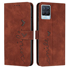 Leather Case Stands Flip Cover Holder Y03X for Realme 8 Pro Brown