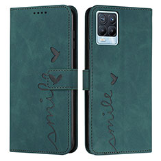 Leather Case Stands Flip Cover Holder Y03X for Realme 8 Pro Green