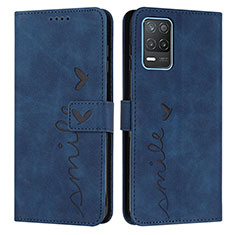 Leather Case Stands Flip Cover Holder Y03X for Realme 9 5G India Blue