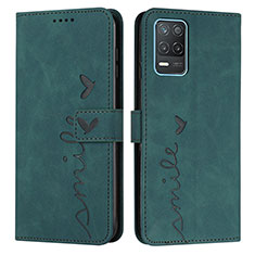 Leather Case Stands Flip Cover Holder Y03X for Realme 9 5G India Green