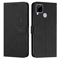 Leather Case Stands Flip Cover Holder Y03X for Realme C25 Black