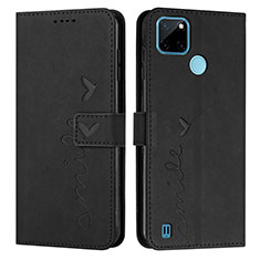 Leather Case Stands Flip Cover Holder Y03X for Realme C25Y Black