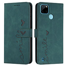 Leather Case Stands Flip Cover Holder Y03X for Realme C25Y India Green