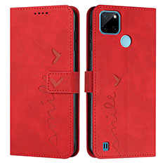 Leather Case Stands Flip Cover Holder Y03X for Realme C25Y India Red