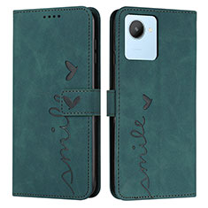 Leather Case Stands Flip Cover Holder Y03X for Realme C30 Green