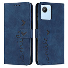 Leather Case Stands Flip Cover Holder Y03X for Realme C30s Blue