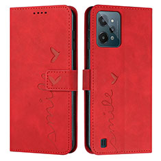 Leather Case Stands Flip Cover Holder Y03X for Realme C31 Red