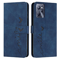 Leather Case Stands Flip Cover Holder Y03X for Realme C35 Blue