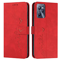 Leather Case Stands Flip Cover Holder Y03X for Realme C35 Red