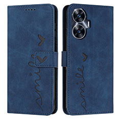 Leather Case Stands Flip Cover Holder Y03X for Realme C55 Blue