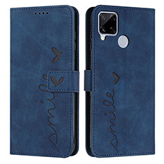 Leather Case Stands Flip Cover Holder Y03X for Realme Narzo 20 Blue