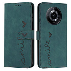 Leather Case Stands Flip Cover Holder Y03X for Realme Narzo 60 5G Green