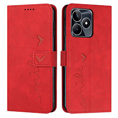 Leather Case Stands Flip Cover Holder Y03X for Realme Narzo N53 Red