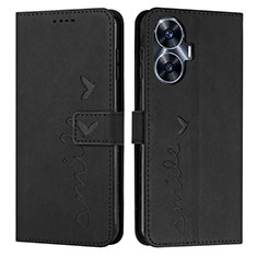 Leather Case Stands Flip Cover Holder Y03X for Realme Narzo N55 Black