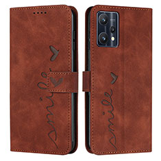 Leather Case Stands Flip Cover Holder Y03X for Realme V25 5G Brown