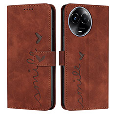 Leather Case Stands Flip Cover Holder Y03X for Realme V50 5G Brown