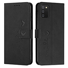 Leather Case Stands Flip Cover Holder Y03X for Samsung Galaxy A02s Black