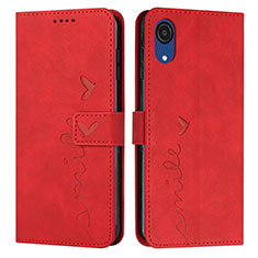 Leather Case Stands Flip Cover Holder Y03X for Samsung Galaxy A03 Core Red
