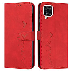 Leather Case Stands Flip Cover Holder Y03X for Samsung Galaxy A22 4G Red