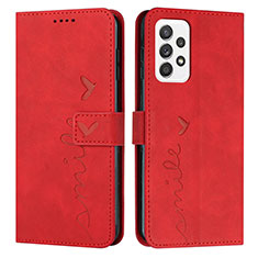 Leather Case Stands Flip Cover Holder Y03X for Samsung Galaxy A32 4G Red