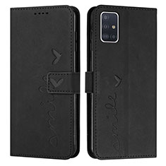 Leather Case Stands Flip Cover Holder Y03X for Samsung Galaxy A71 4G A715 Black