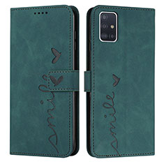 Leather Case Stands Flip Cover Holder Y03X for Samsung Galaxy A71 4G A715 Green