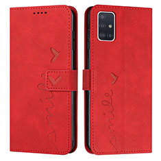 Leather Case Stands Flip Cover Holder Y03X for Samsung Galaxy A71 4G A715 Red