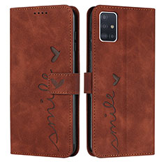 Leather Case Stands Flip Cover Holder Y03X for Samsung Galaxy A71 5G Brown