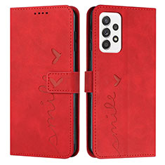Leather Case Stands Flip Cover Holder Y03X for Samsung Galaxy A72 4G Red