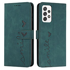 Leather Case Stands Flip Cover Holder Y03X for Samsung Galaxy A72 5G Green