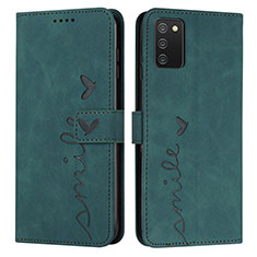 Leather Case Stands Flip Cover Holder Y03X for Samsung Galaxy M02s Green