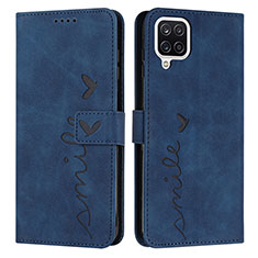 Leather Case Stands Flip Cover Holder Y03X for Samsung Galaxy M12 Blue