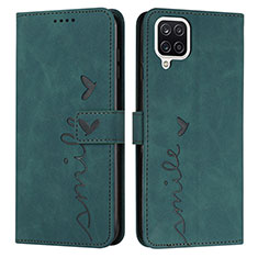 Leather Case Stands Flip Cover Holder Y03X for Samsung Galaxy M12 Green