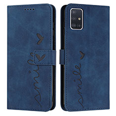 Leather Case Stands Flip Cover Holder Y03X for Samsung Galaxy M40S Blue